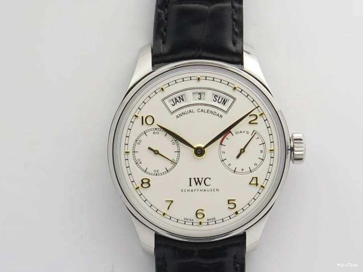 MIROTIME 0118 Portuguese Real PR Real Annual Calendar IW5035 YLF 1:1 Best Edition White Dial On Leather Strap A Refined 7243